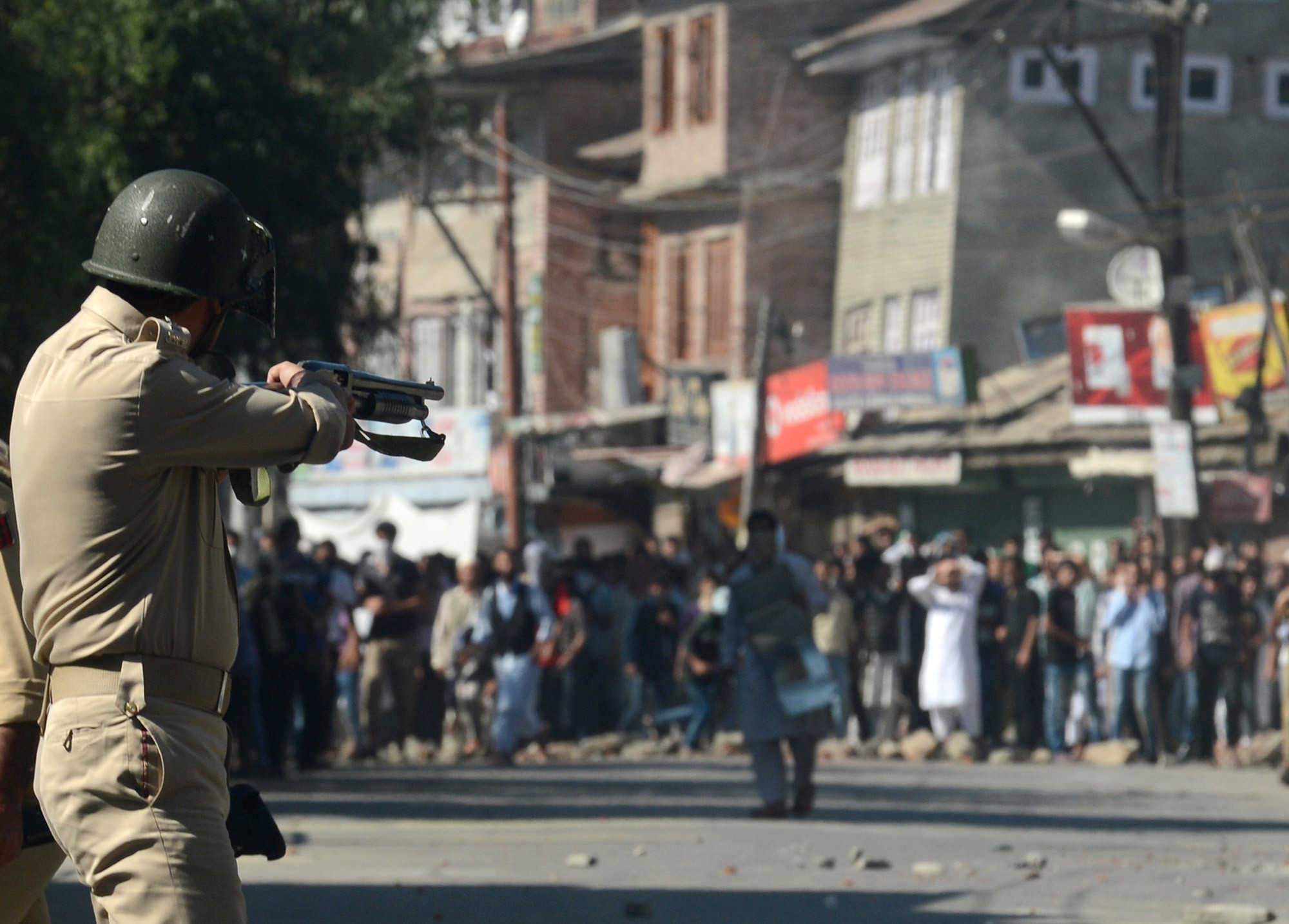 'Non-lethal weapons' have only aggravated harm and suffering in Kashmir. Photo credit: AFP 'Non-lethal weapons' have only aggravated harm and suffering in Kashmir. Photo credit: AFP