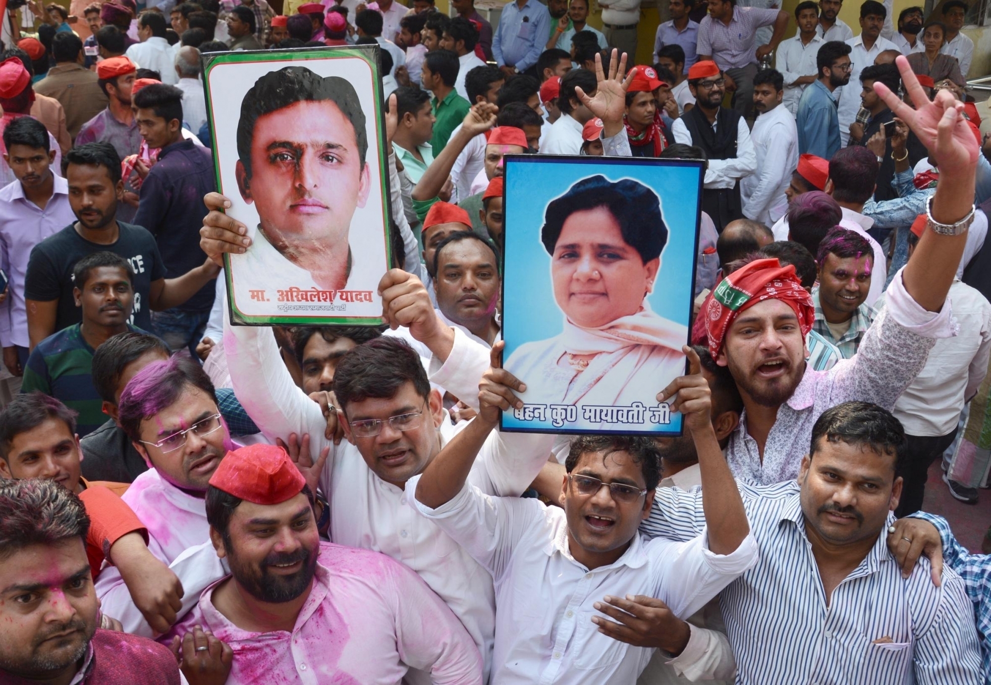 The alliance of the Samajwadi Party, Bahujan Samaj Party and Rashtriya Lok Dal poses a formidable challenge to the BJP in Uttar Pradesh. Photo credit: IANS The alliance of the Samajwadi Party, Bahujan Samaj Party and Rashtriya Lok Dal poses a formidable challenge to the BJP in Uttar Pradesh. Photo credit: IANS