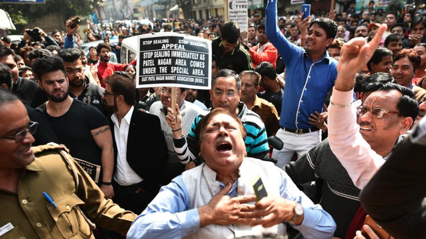Traders protest against the sealing drive in Delhi. Photo credit: HT Traders protest against the sealing drive in Delhi. Photo credit: HT
